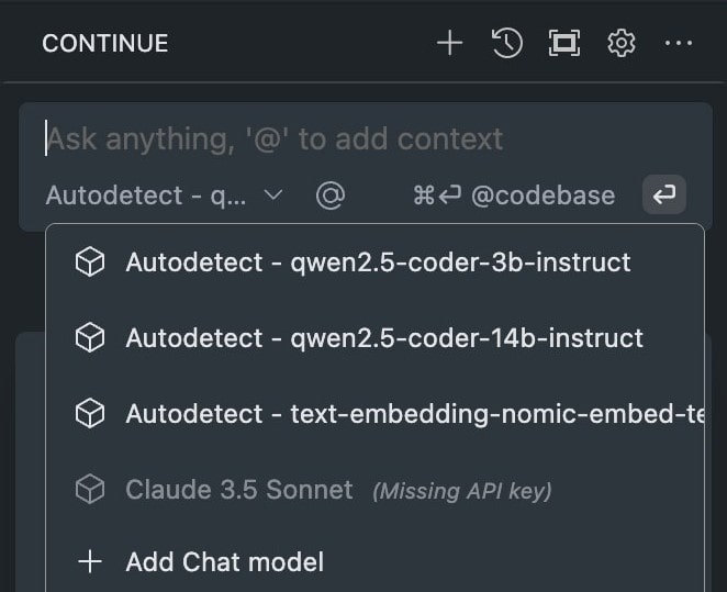 Continue Model Options Select