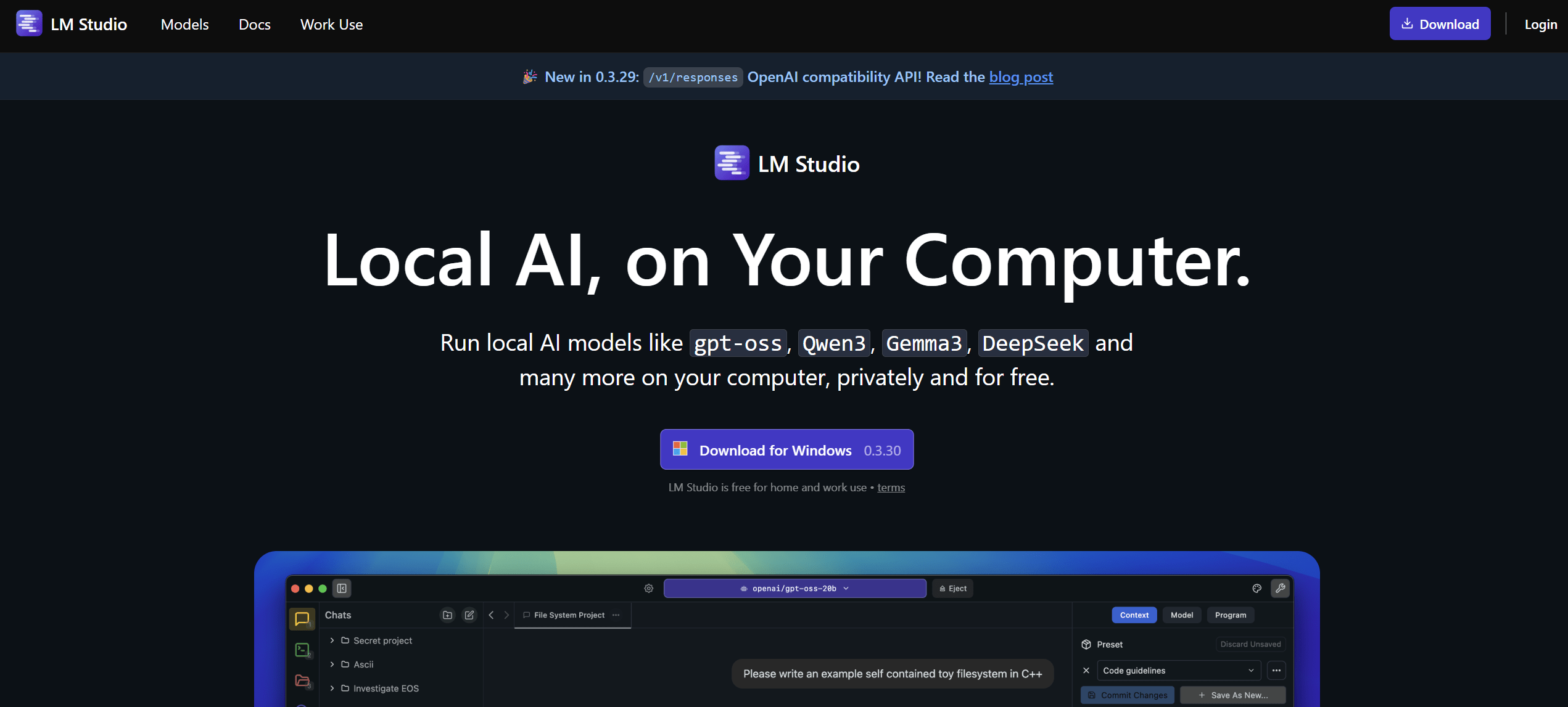 LM Studio Download Homepage